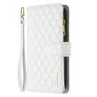 For iPhone 16 Pro Max Diamond Lattice Zipper Wallet Leather Flip Phone Case(White) - 3