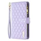 For iPhone 16 Pro Max Diamond Lattice Zipper Wallet Leather Flip Phone Case(Purple) - 3