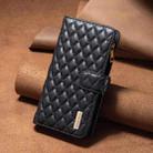 For iPhone 16 Pro Max Diamond Lattice Zipper Wallet Leather Flip Phone Case(Black) - 2