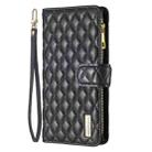 For iPhone 16 Pro Max Diamond Lattice Zipper Wallet Leather Flip Phone Case(Black) - 3