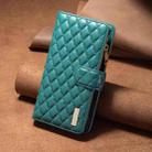 For iPhone 16 Diamond Lattice Zipper Wallet Leather Flip Phone Case(Green) - 2