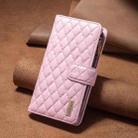 For iPhone 16 Diamond Lattice Zipper Wallet Leather Flip Phone Case(Pink) - 2