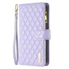 For iPhone 16 Diamond Lattice Zipper Wallet Leather Flip Phone Case(Purple) - 3