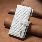 For iPhone 16 Plus Diamond Lattice Zipper Wallet Leather Flip Phone Case(White) - 2