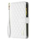 For iPhone 16 Plus Diamond Lattice Zipper Wallet Leather Flip Phone Case(White) - 3