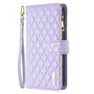 For iPhone 16 Plus Diamond Lattice Zipper Wallet Leather Flip Phone Case(Purple) - 3