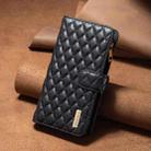 For iPhone 16 Plus Diamond Lattice Zipper Wallet Leather Flip Phone Case(Black) - 2