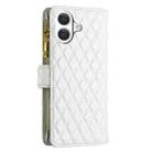 For iPhone 17 Diamond Lattice Zipper Wallet Leather Flip Phone Case(White) - 3