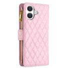 For iPhone 17 Diamond Lattice Zipper Wallet Leather Flip Phone Case(Pink) - 3