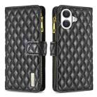 For iPhone 17 Diamond Lattice Zipper Wallet Leather Flip Phone Case(Black) - 1
