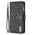 For iPhone 17 Diamond Lattice Zipper Wallet Leather Flip Phone Case(Black) - 2