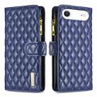 For iPhone 17 Air Diamond Lattice Zipper Wallet Leather Flip Phone Case(Blue) - 1