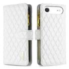 For iPhone 17 Air Diamond Lattice Zipper Wallet Leather Flip Phone Case(White) - 1
