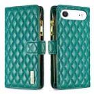 For iPhone 17 Air Diamond Lattice Zipper Wallet Leather Flip Phone Case(Green) - 1