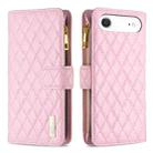 For iPhone 17 Air Diamond Lattice Zipper Wallet Leather Flip Phone Case(Pink) - 1