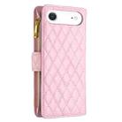 For iPhone 17 Air Diamond Lattice Zipper Wallet Leather Flip Phone Case(Pink) - 3
