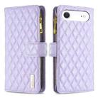 For iPhone 17 Air Diamond Lattice Zipper Wallet Leather Flip Phone Case(Purple) - 1