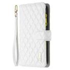 For iPhone 17 Pro Diamond Lattice Zipper Wallet Leather Flip Phone Case(White) - 2