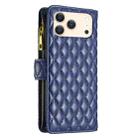 For iPhone 17 Pro Max Diamond Lattice Zipper Wallet Leather Flip Phone Case(Blue) - 3