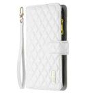 For iPhone 17 Pro Max Diamond Lattice Zipper Wallet Leather Flip Phone Case(White) - 2