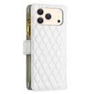 For iPhone 17 Pro Max Diamond Lattice Zipper Wallet Leather Flip Phone Case(White) - 3