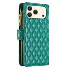 For iPhone 17 Pro Max Diamond Lattice Zipper Wallet Leather Flip Phone Case(Green) - 3