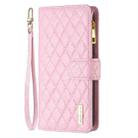 For iPhone 17 Pro Max Diamond Lattice Zipper Wallet Leather Flip Phone Case(Pink) - 2