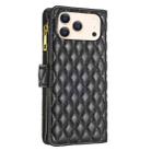 For iPhone 17 Pro Max Diamond Lattice Zipper Wallet Leather Flip Phone Case(Black) - 3