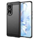 For Honor 80 Pro Brushed Texture Carbon Fiber TPU Phone Case(Black) - 1