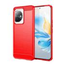 For Honor 100 Brushed Texture Carbon Fiber TPU Phone Case(Red) - 1