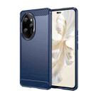 For Honor 100 Pro Brushed Texture Carbon Fiber TPU Phone Case(Blue) - 1