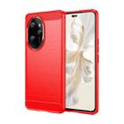 For Honor 100 Pro Brushed Texture Carbon Fiber TPU Phone Case(Red) - 1