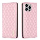 For iPhone 15 Pro Max Diamond Lattice Magnetic Leather Flip Phone Case(Pink) - 1
