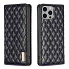 For iPhone 15 Pro Max Diamond Lattice Magnetic Leather Flip Phone Case(Black) - 1