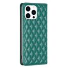 For iPhone 15 Pro Diamond Lattice Magnetic Leather Flip Phone Case(Green) - 3