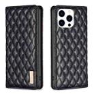 For iPhone 15 Pro Diamond Lattice Magnetic Leather Flip Phone Case(Black) - 1