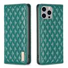 For iPhone 15 Plus Diamond Lattice Magnetic Leather Flip Phone Case(Green) - 1