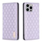 For iPhone 15 Plus Diamond Lattice Magnetic Leather Flip Phone Case(Purple) - 1