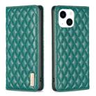 For iPhone 15 Diamond Lattice Magnetic Leather Flip Phone Case(Green) - 1