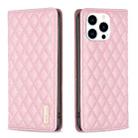 For iPhone 16 Pro Max Diamond Lattice Magnetic Leather Flip Phone Case(Pink) - 1