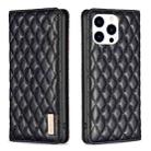 For iPhone 16 Pro Max Diamond Lattice Magnetic Leather Flip Phone Case(Black) - 1