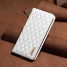 For iPhone 16 Diamond Lattice Magnetic Leather Flip Phone Case(White) - 2