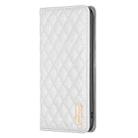 For iPhone 16 Diamond Lattice Magnetic Leather Flip Phone Case(White) - 3