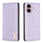 For iPhone 16 Plus Diamond Lattice Magnetic Leather Flip Phone Case(Purple) - 1