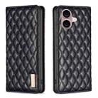 For iPhone 16 Plus Diamond Lattice Magnetic Leather Flip Phone Case(Black) - 1