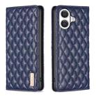 For iPhone 17 Diamond Lattice Magnetic Leather Flip Phone Case(Blue) - 1