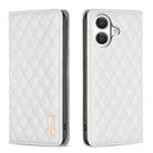 For iPhone 17 Diamond Lattice Magnetic Leather Flip Phone Case(White) - 1