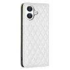 For iPhone 17 Diamond Lattice Magnetic Leather Flip Phone Case(White) - 3