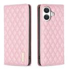 For iPhone 17 Diamond Lattice Magnetic Leather Flip Phone Case(Pink) - 1