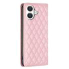 For iPhone 17 Diamond Lattice Magnetic Leather Flip Phone Case(Pink) - 3